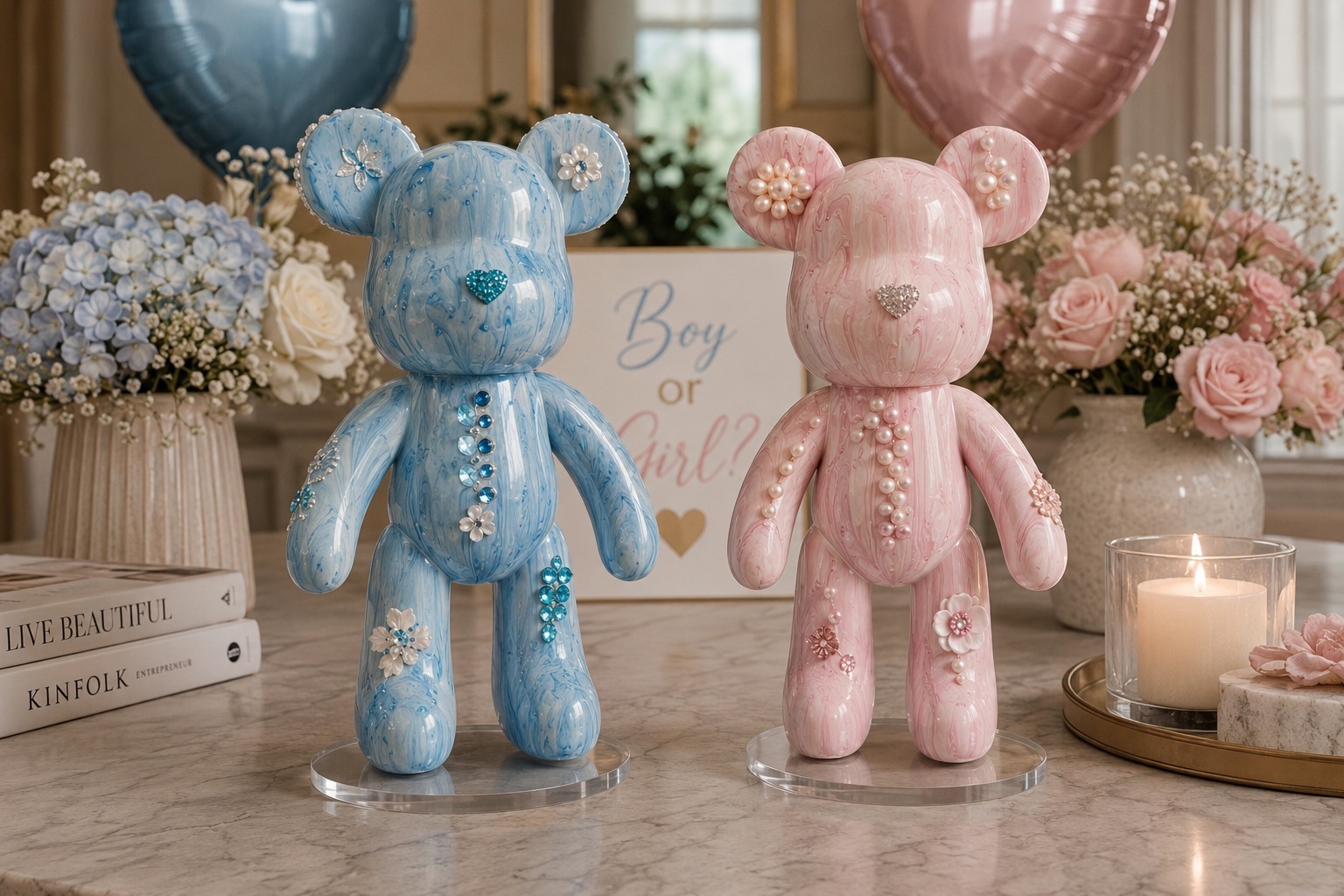 Ours bleu et rose — concept gender reveal YecaArt