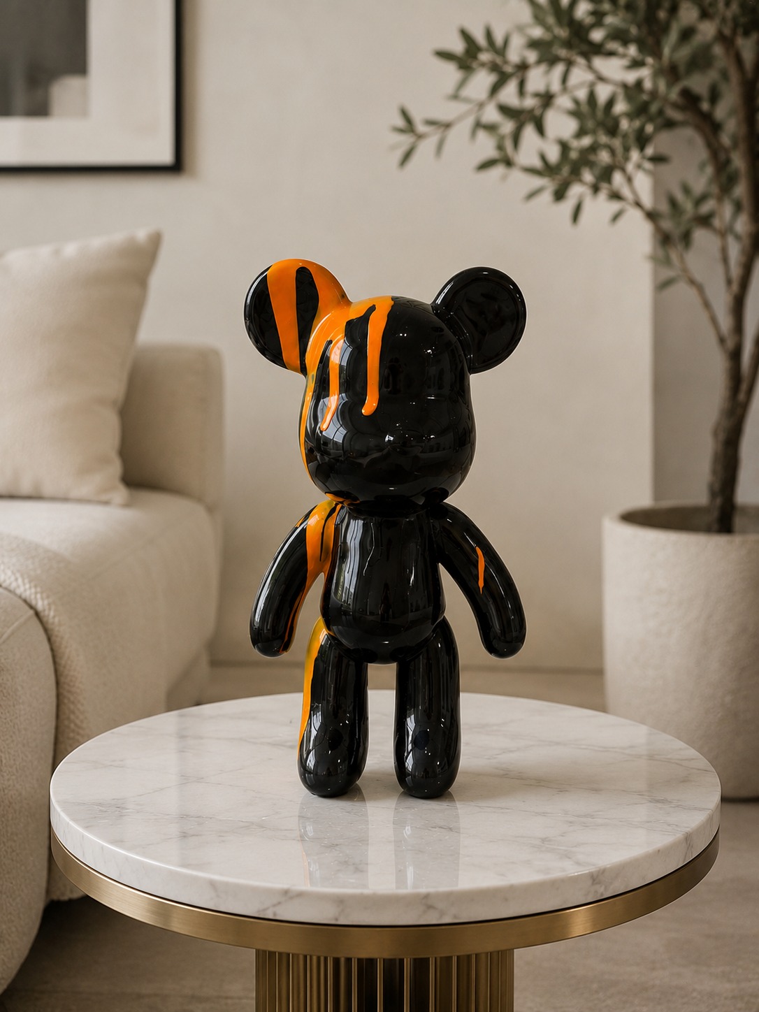 LV — ours noir laqué avec coulée orange